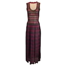 Alaia Burgundy / Black Sleeveless Laser-Cut Knit Maxi Dress - Alaïa
