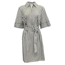 Akris Punto Green / White Striped Belted Shirt Dress