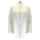 Blusa de crepe branca com detalhe de zíper manga comprida aberta na frente - Akris