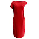 Asymmetrisches Kleid mit Rohnaht von Lanvin aus roter Wolle