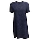 Proenza Schouler Black / Vestido casual curto manga curta crepe estampado azul