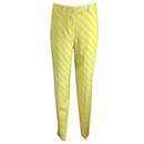 Dries van Noten Beige / Neon Yellow Striped Crepe Trousers / Pants - Dries Van Noten