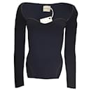 Khaite Maddy Black Long Sleeved Ribbed Knit Sweater