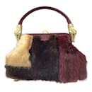 Kieselstein-Cord Burgundy Multi Mink Fur and Leather Top Handle Bag - Autre Marque