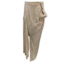 Meryll Rogge Silver Sequined Asymmetrical Hem Draped Tulle Midi Skirt - Autre Marque