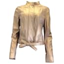 Jaqueta de couro de pele de cordeiro Valentino ouro claro metálico vintage - Valentino Garavani