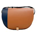 Victoria Beckham Navy Blue / Brown Leather Half Moon Shoulder Bag