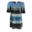 Prabal Gurung Blue Ombre Sequin & Beaded Short-sleeve Blouse