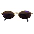 Boucheron Blue Vintage 1990s Retro-Sonnenbrille mit runden Gläsern, vergoldet
