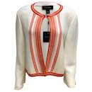 St. John Ivory / Orange Stripe Knit Jacket - Autre Marque