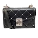 Miu Miu Pattina Nappa Studded Black Leather Shoulder Bag