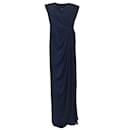 Monique Lhuillier navy blue strapless full-length silk gown / formal dress - Autre Marque