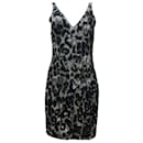 Naeem Khan black / white / Silver Sequined Sleeveless V-neck Tulle Night Out Dress - Autre Marque