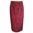 NO. 21 rojo / Falda midi negra con estampado de leopardo - Autre Marque