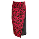 N °21 rojo/Falda negra con abertura de encaje con estampado de leopardo - N°21