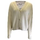 Lafayette 148 New York Cream / Gold Metallic Shimmer Button-down Linen Knit Cardigan Sweater - Autre Marque