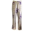 Snow Xue Gao Beige / Purple Multi Bleeker Floral Print Silk Pants - Autre Marque