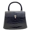 Asprey Black Crocodile Leather Top Handle Bag - Autre Marque