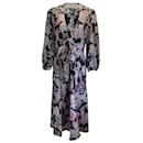 Scanlan Theodore Black / Pink Multi Printed Silk Midi Dress - Autre Marque