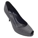 Giuseppe Zanotti Black / Sapatos abertos de couro texturizado cinza