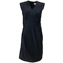 J. Mendel Navy Wool Silk Blend Draped Sleeveless Casual Dress - Autre Marque
