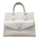 Louis Vuitton Sac à main cabas en cuir monochrome PM Lockme blanc