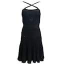 Schwarzes Chanel-Kleid mit geripptem Faltenrock