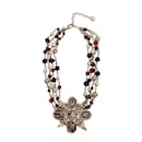 Chanel blue / Red / Gold Pearl and Gripoix Necklace