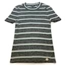 Chanel schwarz / Grün / Grau gestreiftes T-Shirt