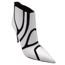 Balenciaga Branco / Botas pretas simétricas de dois tons de couro elástico de salto alto/botas