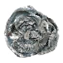 Chanel Silver Sequined Camellia Brooch