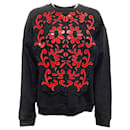 Christopher Kane Black / Rotes Sweatshirt mit floraler Spitzenapplikation