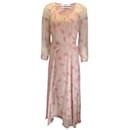 CO. ivory / pink / Green Multi Floral Paisley Printed Long Sleeved Silk Midi Dress - Marc by Marc Jacobs