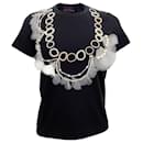Comme des Garcons T-Shirt aus schwarzer Baumwolle mit kurzen Ärmeln und Perlenketten-Detail - Comme Des Garcons