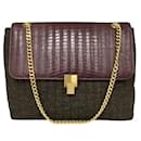 Victoria Beckham Tejus Print Quinton Burgundy Calfskin Leather Shoulder Bag