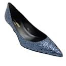 Sapato Charlotte azul marinho Saint Laurent com glitter