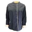 Hannoh Wessel Navy Blue / Ivory Pinstriped Cotton Jacket - Autre Marque
