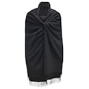 Hermès Black Fringed Cashmere Scarf/wrap