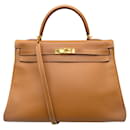 Hermes Kelly 35 Bolso satchel Clemence de cuero tostado - Hermès