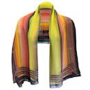 Hermes Multicolored Striped Belt Print Square Sheer Silk Chiffon Scarf - Hermès