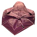 Hermes Paris Legende Kuna Peuple de Panama Burgundy / Pink Printed Square Silk Twill Scarf - Hermès