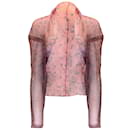 Hermès Paris Rose / Haussement d'épaules en soie à manches longues et à imprimé violet