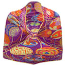 Hermes Purple Multi L'Art du Temari Printed Accordion Pleated Square Silk Scarf - Hermès