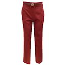 Pantalon droit en gabardine de laine Hermès Rouge Jupiter