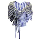 Rosie Assoulin Blu / Top in cotone a righe bianche