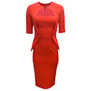 Safiyaa Red Button Detail Peplum Crepe Cocktail Dress - Autre Marque