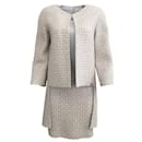 Robe Chanel en soie et tweed gris avec veste