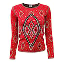 Chanel Lantejoulas Vermelho Diamante / Cor preta / suéter branco
