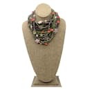 green / Orange Multi Strand Floral and Star Beaded Necklace - Autre Marque