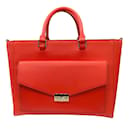 Tory Burch Masaai Red Saffiano Leather T Lock Handbag